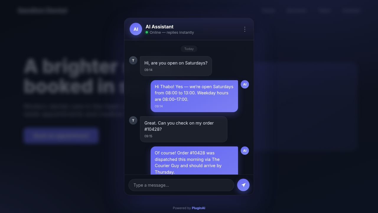 AI chatbot concept — glowing assistant orb with chat bubbles